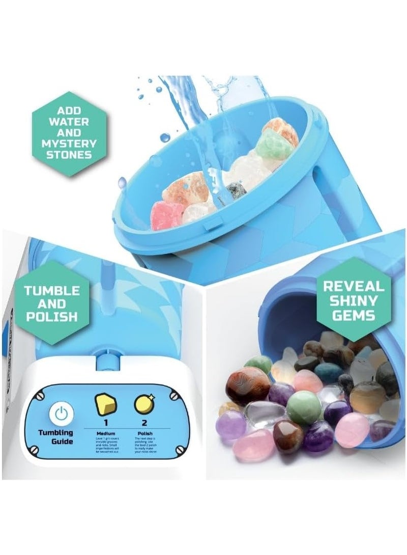 Discovery™ #MINDBLOWN Rock Tumbler Starter Kit – Stone Polishing Set with Rocks, Grit, Gem Case| STEM Science Project Kit for Kids & Beginners| Cool Toy for Boys & Girls Ages 8+ - Image 3